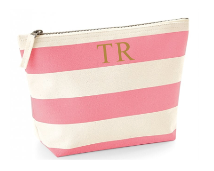 Personalised pink and cream cosmetics bag