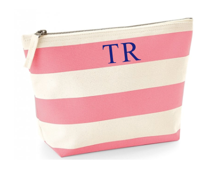 Personalised pink and cream cosmetics bag