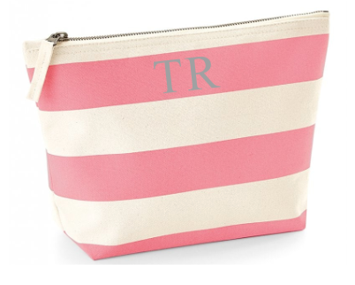 Personalised pink and cream cosmetics bag